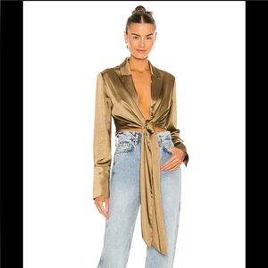 Significant Other, silky khaki blouse, women's 2